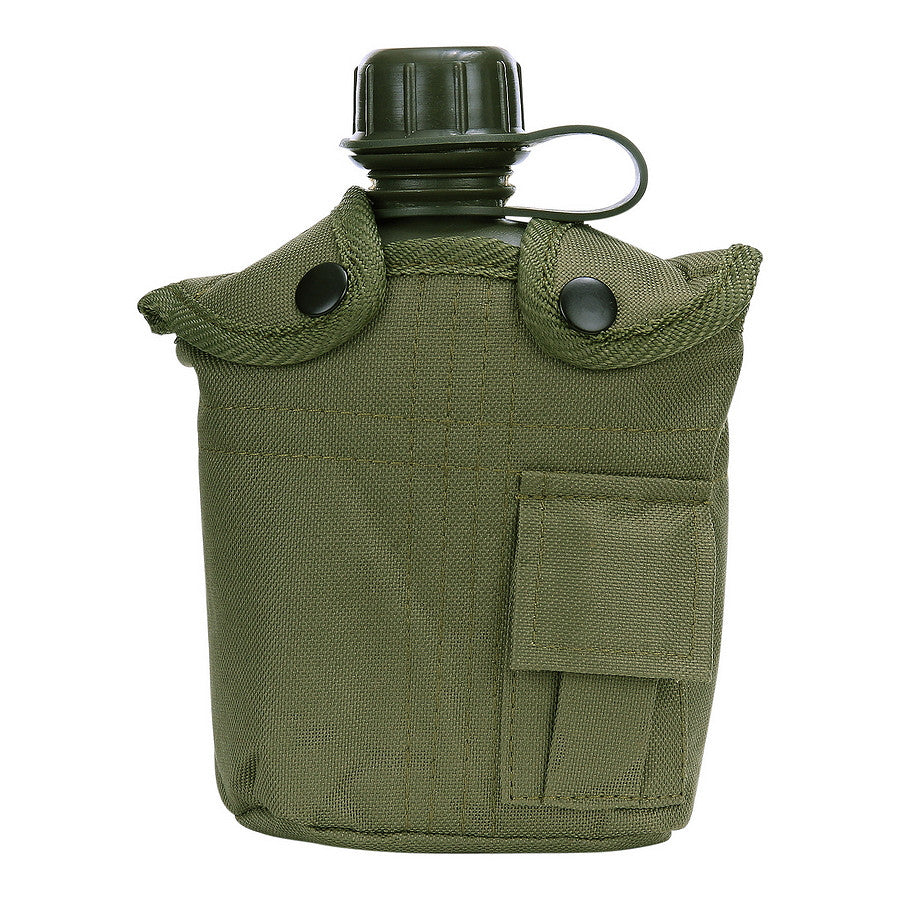 Plastic veldfles met beschermhoes (groen)
