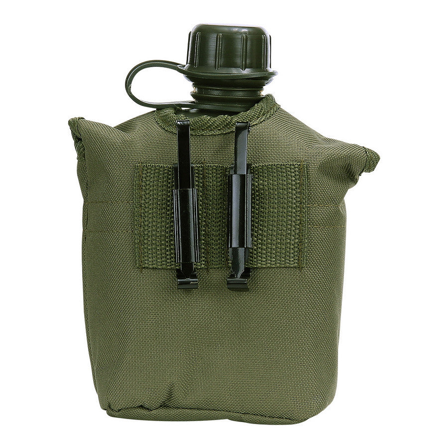 Plastic veldfles met beschermhoes (groen)