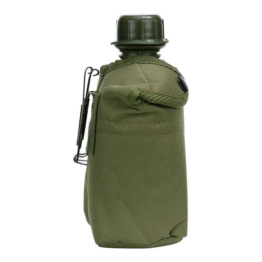 Plastic veldfles met beschermhoes (groen)