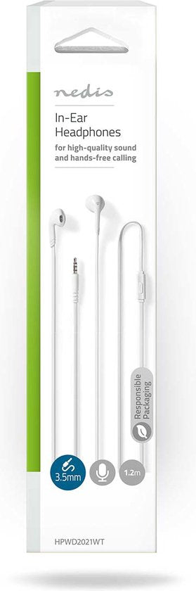 Nedis Bedrade Koptelefoon 3.5 mm Kabellengte: 1.20M Built-In Microphone