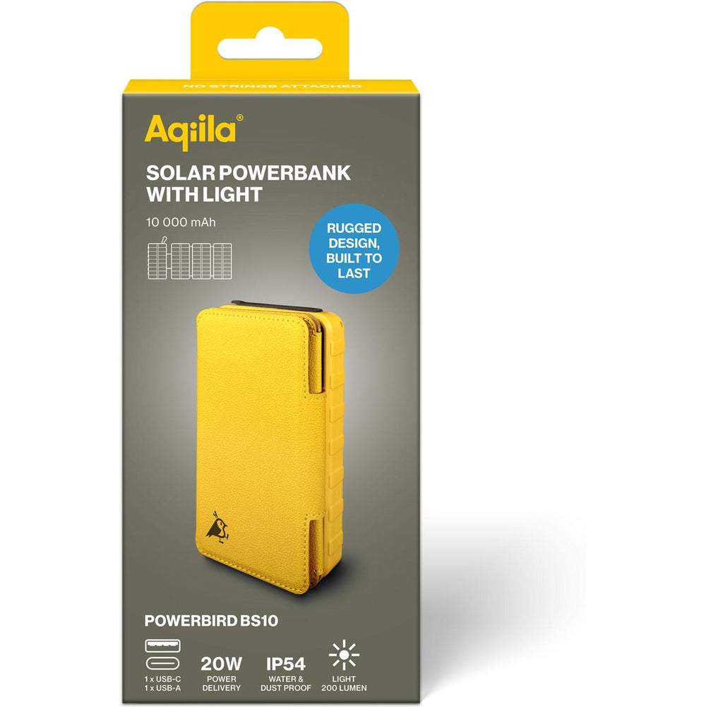 Aqiila Powerbird BS10 Solar Panel PowerBank 20W Yellow 10,000 mAh