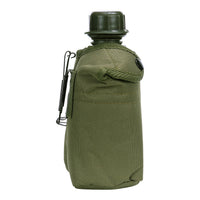 Plastic veldfles met beschermhoes (groen)