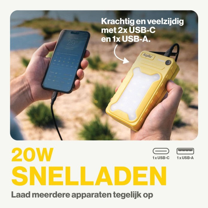 Aqiila Powerbird BS10 Solar Panel PowerBank 20W Yellow 10,000 mAh