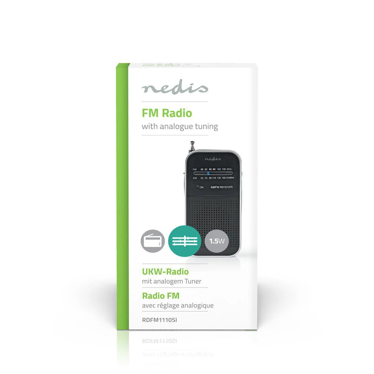Nedis portable AM/FM radio 1.5W / black