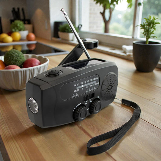 Prepoos noodradio met zwengel + 3,5mm koptelefoon uitgang