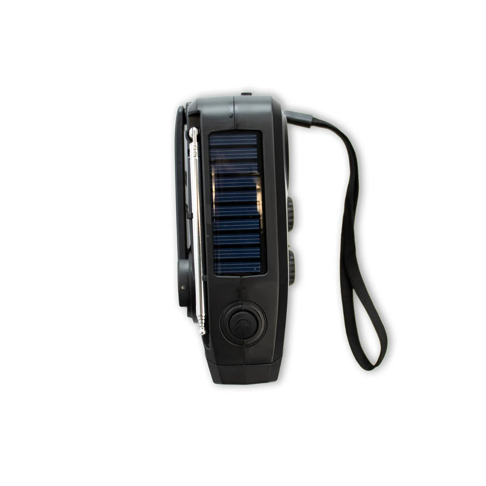 Prepoos emergency radio with crank + 3.5mm headphone output (black)