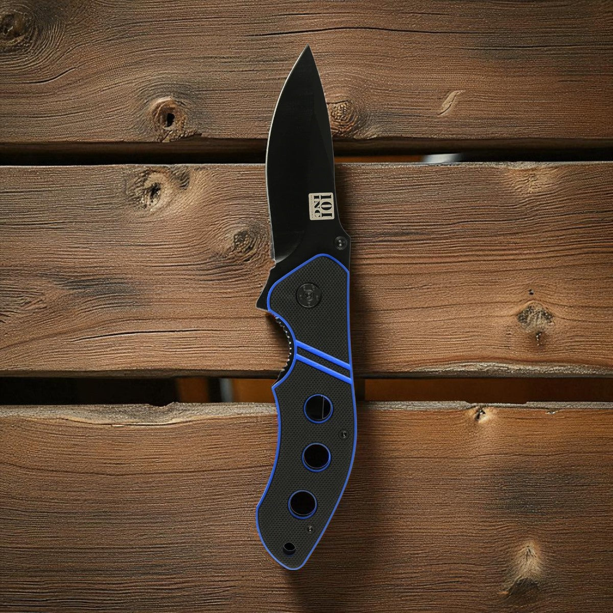 Mes met clip blauw/zwart H351-G1