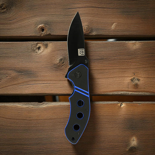 Mes met clip blauw/zwart H351-G1